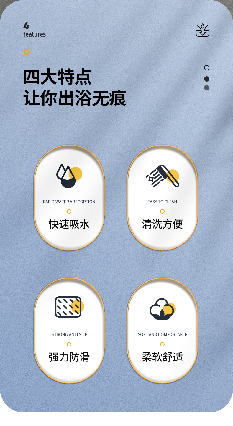 硅藻泥吸水软垫浴室厨房阳台卫生间卧室门口脚垫防滑地垫(图2)